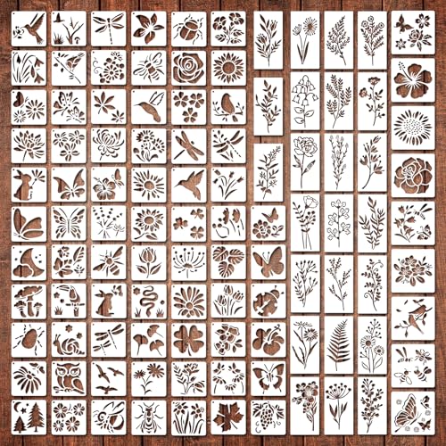 105 Pcs Stencils for Painting Reusable Texture Stencils Floral Stencil Leaf Tree Templates for Painting Wood Canvas Furniture Scrapbooking DIY