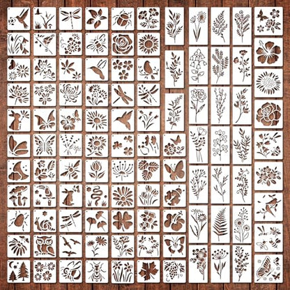 105 Pcs Stencils for Painting Reusable Texture Stencils Floral Stencil Leaf Tree Templates for Painting Wood Canvas Furniture Scrapbooking DIY