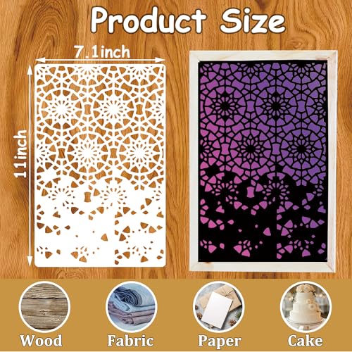 8 Pieces Mixed Media Layering Stencils for Painting,Reusable Spider Web Wood Grain Floral Texture Stencils for Wood Furniture,Cake,Canvas Fabric,Card Making,Art Journal - color: Layering(8Pcs)