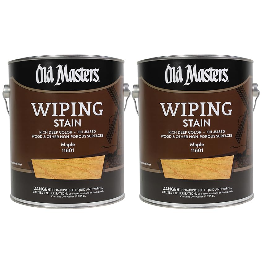 2 Pack of 1 gal Old Masters 11601 Maple Old Masters Oil-Based Wiping Stain - color: Maple, size: 1 Gallon