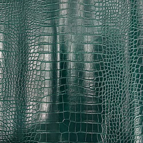 12" x 53" Glossy Embossed Crocodile Texture Faux Leather Roll Synthetic Leather Crafts Fabric for Wallets Keychains Handbags Making Sewing Crafts Material (Dark Green) - color: Dark Green