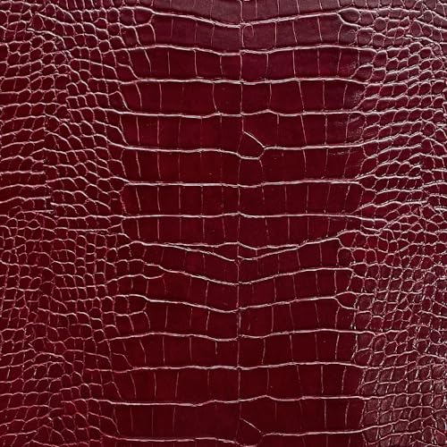 12" x 53" Glossy Embossed Crocodile Texture Faux Leather Roll Synthetic Leather Crafts Fabric for Wallets Keychains Handbags Making Sewing Crafts Material (Red-Brown) - color: Red-brown