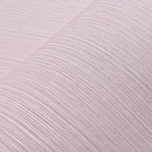 Haimin Grasscloth Wallpaper Textured 24in X 393in Fabric Contact Paper Pink Wall Paper Textured Linen Peel and Stick Self-Adhesive Thick Vinyl Embossed Film Wallpaper (Pink) - color: Pink