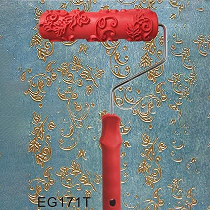 Utoolmart 7" Home Wall Rubber Paint Roller 175mm Wooden Grain Painting Roller with Plastic Handle 1Pcs - size: EG171T