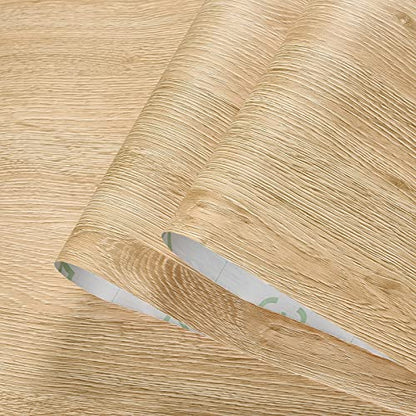 Haimin Wallpaper 24" x 393" Wood Contact Paper Peel and Stick Vinyl Roll - color: Yellow Oak