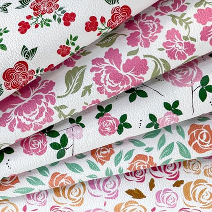 ONEART | 5 Pcs Printed Lychee Texture Faux Leather Sheets, 8"×12" Colorful PU Synthetic Leather Fabric for Earrings DIY Crafts Making-Rose - color: Rose