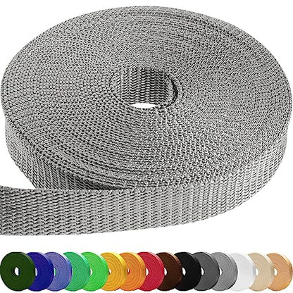 TECEUM Webbing Strap, 3/4" to 2", 10-50 Yds, Multi-Color Heavy Duty Tape - color: Light Gray, size: 1"- 10 yards