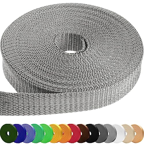 TECEUM Webbing Strap, 3/4" to 2", 10-50 Yds, Multi-Color Heavy Duty Tape - color: Light Gray, size: 2"- 50 yards