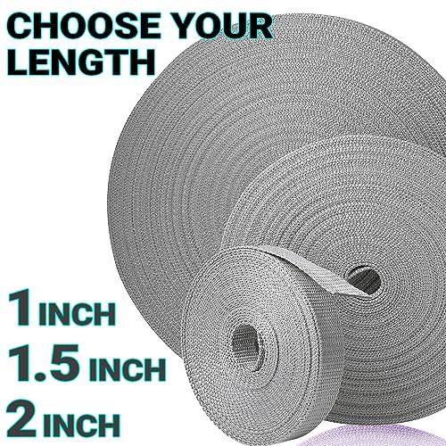 TECEUM Webbing Strap, 3/4" to 2", 10-50 Yds, Multi-Color Heavy Duty Tape - color: Light Gray, size: 1"- 10 yards