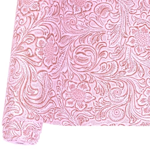 Ramya Embossed Faux Leather Sheets Fabric 12" x 53",for Handmade DIY Bows Wallet Sewing,Leather Earring Crafts Projects (Pink) - color: Pink