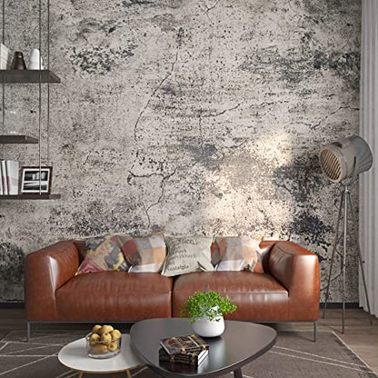 FunStick Grey Cracked Concrete Wallpaper Roll Peel and Stick Matte Concrete Countertop Contact Paper Self Adhesive Removable Vinyl Retro Cement Wall Paper for Bedroom Kitchen Drawers Thick 15.7"x78.7" - color: Gray, size: 15.8" x 78.8"