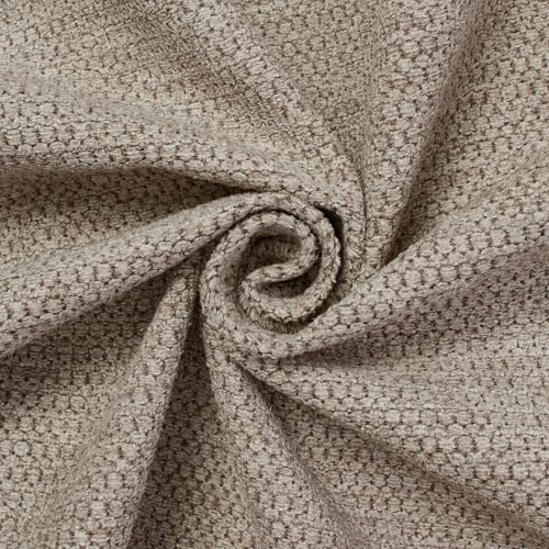 Textured Chenille Jacquard Upholstery Heavy Duty Polyester 58" Fabric by The Yard (Tan, 5 Yards) - color: Tan, size: 5 Yards