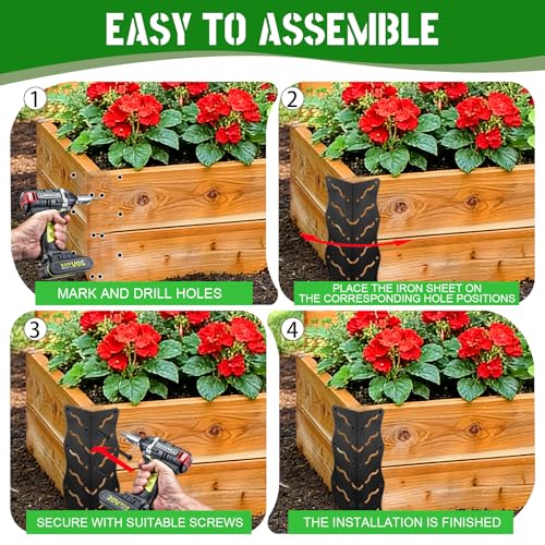 8-Pack Raised Garden Bed Corner Brackets for 12''-24'' Plant Beds
