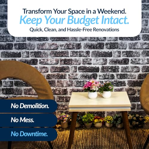 Dundee Deco 3D Wall Panels Faux Brick - Cladding, Charcoal White Stone Look Wall Paneling, Styrofoam Facing for Living Room, Kitchen, Bathroom, Balcony, Bedroom, Set of 10, Covers 54 sq ft - color: Charcoal White