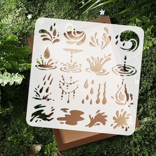 Water Drop Stencil, Rain Drop Reusable Painting Template - style: Water Drops