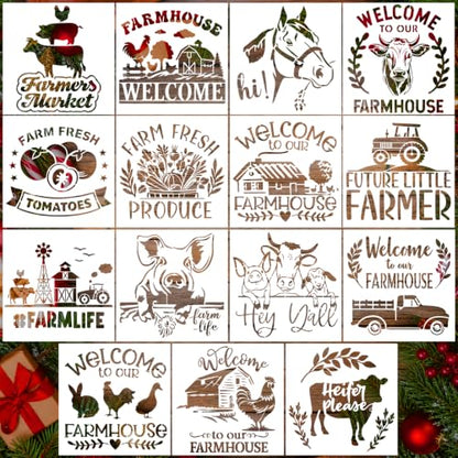 AFRITEE Fun Animal Stencils for Painting on Wood Farmhouse Reusable Crafts - style: Welcome
