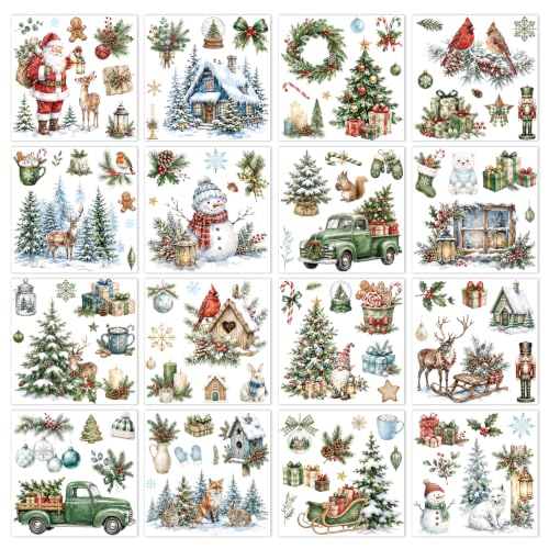 16 Pcs Christmas Winter Rub on Transfers for Crafts Furniture - color: Christmas Winter