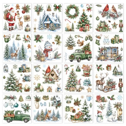 16 Pcs Christmas Winter Rub on Transfers for Crafts Furniture - color: Christmas Winter