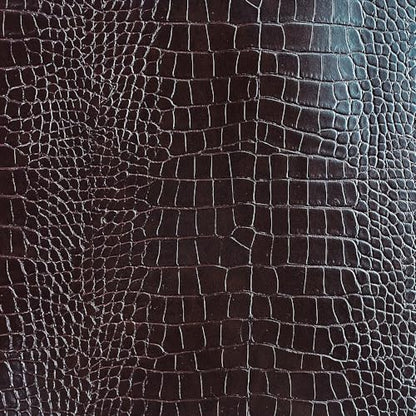 12 x 53 Glossy Embossed Crocodile Texture Faux Leather Roll Synthetic Leather Crafts Fabric for Wallets Keychains 12x53inch - color: Dark Brown