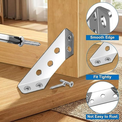 10 Pack Heavy Duty Stainless Steel L Brackets, Thickened Triangle Corner Braces Universal Furniture Support Connectors for Shelves Bed Frame Table Chair