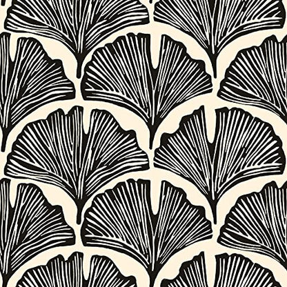 Tempaper x Novogratz Zebra Black Feather Palm Removable Peel and Stick Wallpaper, 20.5 in X 9 ft, Made in The USA - color: Zebra Black, size: 20.5" x 108"