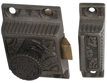 A29 Cabinet Latch, Cast Iron, Windsor Design, Antique Iron Finish - color: Antique Iron-A