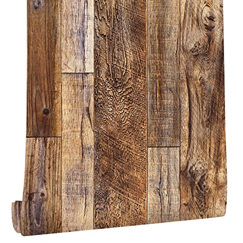 Yun-aeon Natural Wood-Brown Contact Paper Peel and Stick Wallpaper - color: Natural Wood-brown, size: 17.3" x 236"