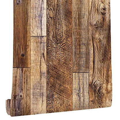 Yun-aeon Natural Wood-Brown Contact Paper Peel and Stick Wallpaper - color: Natural Wood-brown, size: 17.3" x 236"