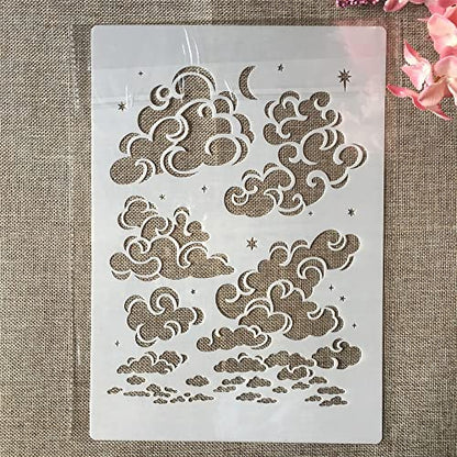 TIAMECH A4 Reusable Cloud Stencil for Painting - style: Cloud