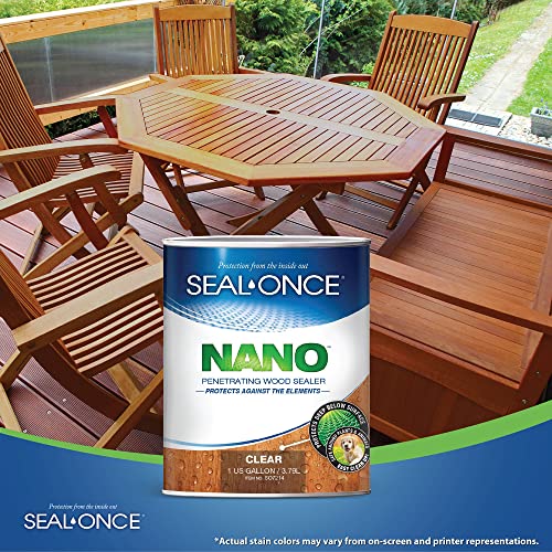 Seal-Once Nano Wood Sealer and Waterproofer, Low-VOC, Clear, 1 Gallon - size: 1 Gallon