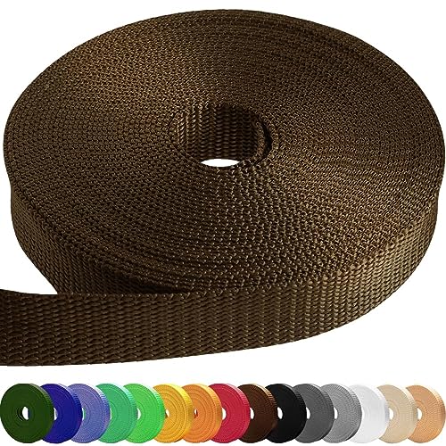 TECEUM Webbing Strap, 3/4" to 2", 10-50 Yds, Multi-Color Heavy Duty Tape - color: Brown, size: 1.5"- 10 yards