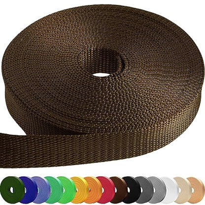 TECEUM Webbing Strap, 3/4" to 2", 10-50 Yds, Multi-Color Heavy Duty Tape - color: Brown, size: 1.5"- 25 yards