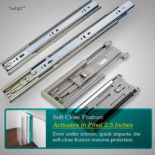 16 inch Soft Close Drawer Slides Set 6-Pairs (12 Pieces),Full Extension Side Mount Ball Bearing,Less Noise,Load Rating 100 lbs.