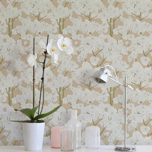 JiffDiff Tree Wallpaper Peel and Stick Jungle Wall Paper Forest Mural Stick on Wallpaper Modern Waterproof Self Adhesive Contact Paper (17.3" x 120" Brown) - color: Brown, size: 17.3" x 120"