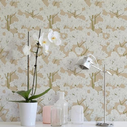 JiffDiff Tree Wallpaper Peel and Stick Jungle Wall Paper Forest Mural Stick on Wallpaper Modern Waterproof Self Adhesive Contact Paper (17.3" x 120" Brown) - color: Brown, size: 17.3" x 120"