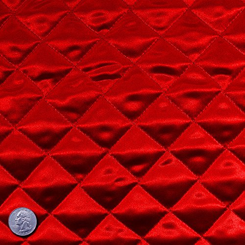 Polyester Quilted Padded Lining Fabric Red - color: Red