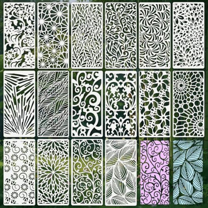 Geometric Texture Stencils for Crafts Reusable 16Pcs Stencils(8.6X4.1 Inch) - color: Texture 19