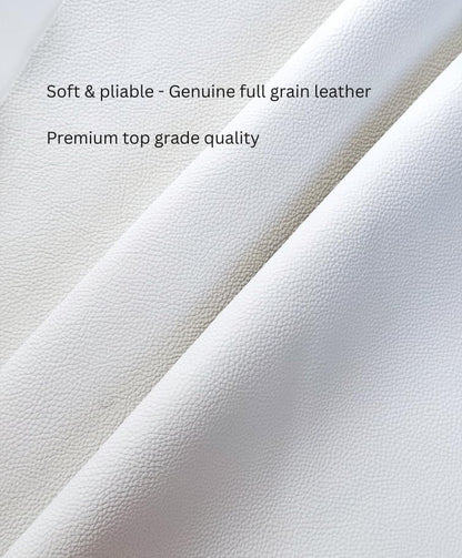 12'' x 24'' Genuine Full Grain Cowhide Leather Sheet — Soft Leather for Upholstery Repair, Handbags, Wallets, Sewing, Crafts, & DIY Projects — 1.1-1.3mm (3oz) Pre-Cut (White, 5 Pieces) - color: White, size: 5 Pieces