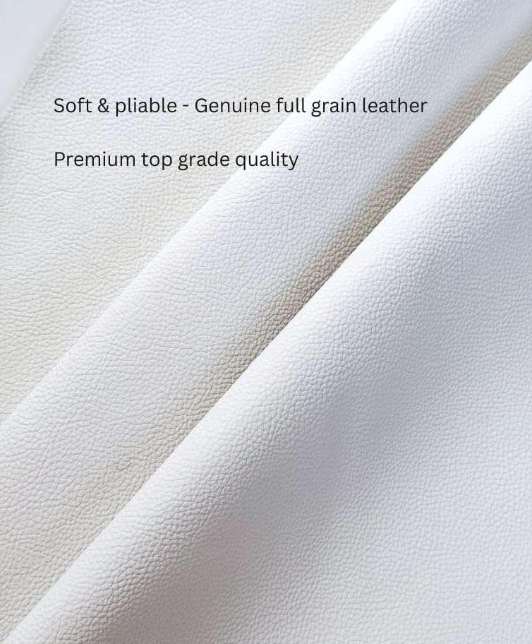 12'' x 24'' Genuine Full Grain Cowhide Leather Sheet — Soft Leather for Upholstery Repair, Handbags, Wallets, Sewing, Crafts, & DIY Projects — 1.1-1.3mm (3oz) Pre-Cut (White, 3 Pieces) - color: White, size: 3 Pieces