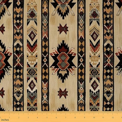 Feelyou 10 Yards Geometric Southwestern Tribal Native American Indian Design Soft Flannel Polyester Upholstery Fabric By The Yard - color: Multi410, size: 10 Yards