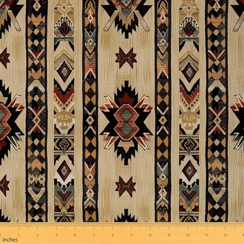 Feelyou 10 Yards Geometric Southwestern Tribal Native American Indian Design Soft Flannel Polyester Upholstery Fabric By The Yard - color: Multi410, size: 10 Yards