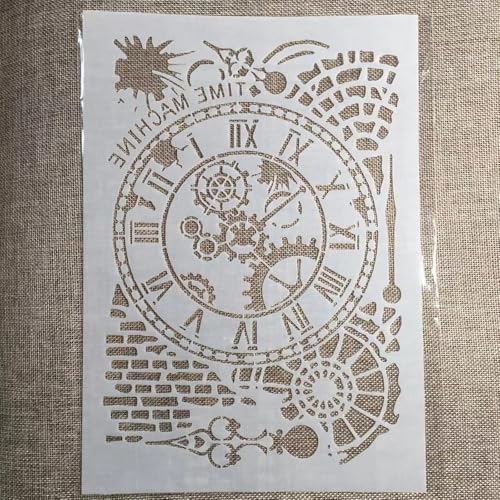 TIAMECH Reusable A4 Mechanical Clock Stencil for Painting - style: Mechanical Clock