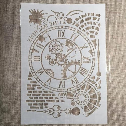 TIAMECH Reusable A4 Mechanical Clock Stencil for Painting - style: Mechanical Clock