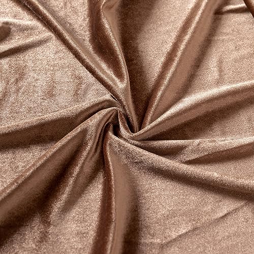 Stretch Velvet Fabric by The Yard for Apparel,Sewing,Crafting,Full Dress 93% Polyester 7% Spandex 63" Wide (Light Brown,2Yards) - color: Brown, size: 2 Yards