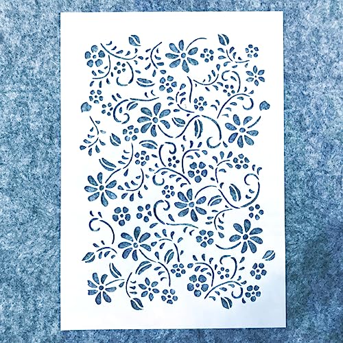 TIAMECH A4 Reusable Grass Stencil for Painting - style: Flower Grass