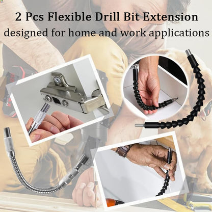 18pcs Right Angle Drill Attachment, 105 Degree Flexible Extension with Hex Shank, Rotatable Socket Adapter for Screwdriver Bits - color: 18pcs-2