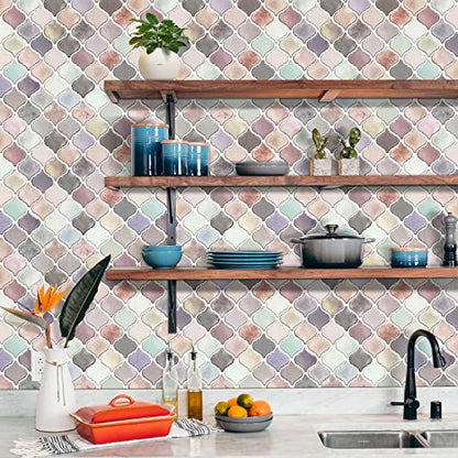 STICKGOO Arabesque Peel and Stick Backsplash Tile for Kitchen, Pink - color: Pink
