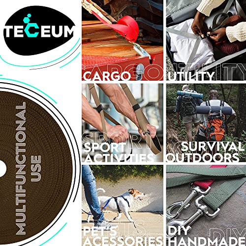 TECEUM Webbing Strap, 3/4" to 2", 10-50 Yds, Multi-Color Heavy Duty Tape - color: Brown, size: 2"- 25 yards