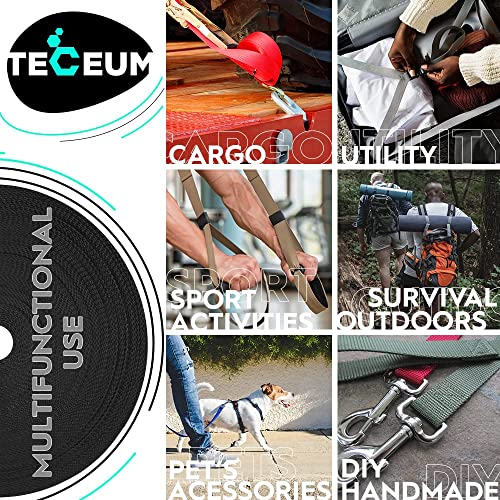 TECEUM Webbing Strap, 3/4" to 2", 10-50 Yds, Multi-Color Heavy Duty Tape - color: Black, size: 1.5"- 50 yards