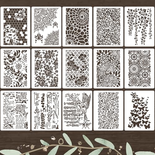 Floral Stencils for Crafts Reusable Texture Stencils Leaf Vine Border Stencil Templates for Painting on Wood Furniture Card Canvas Scrapbook - style: Floral